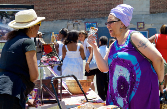 Two African-American women at an arts fair